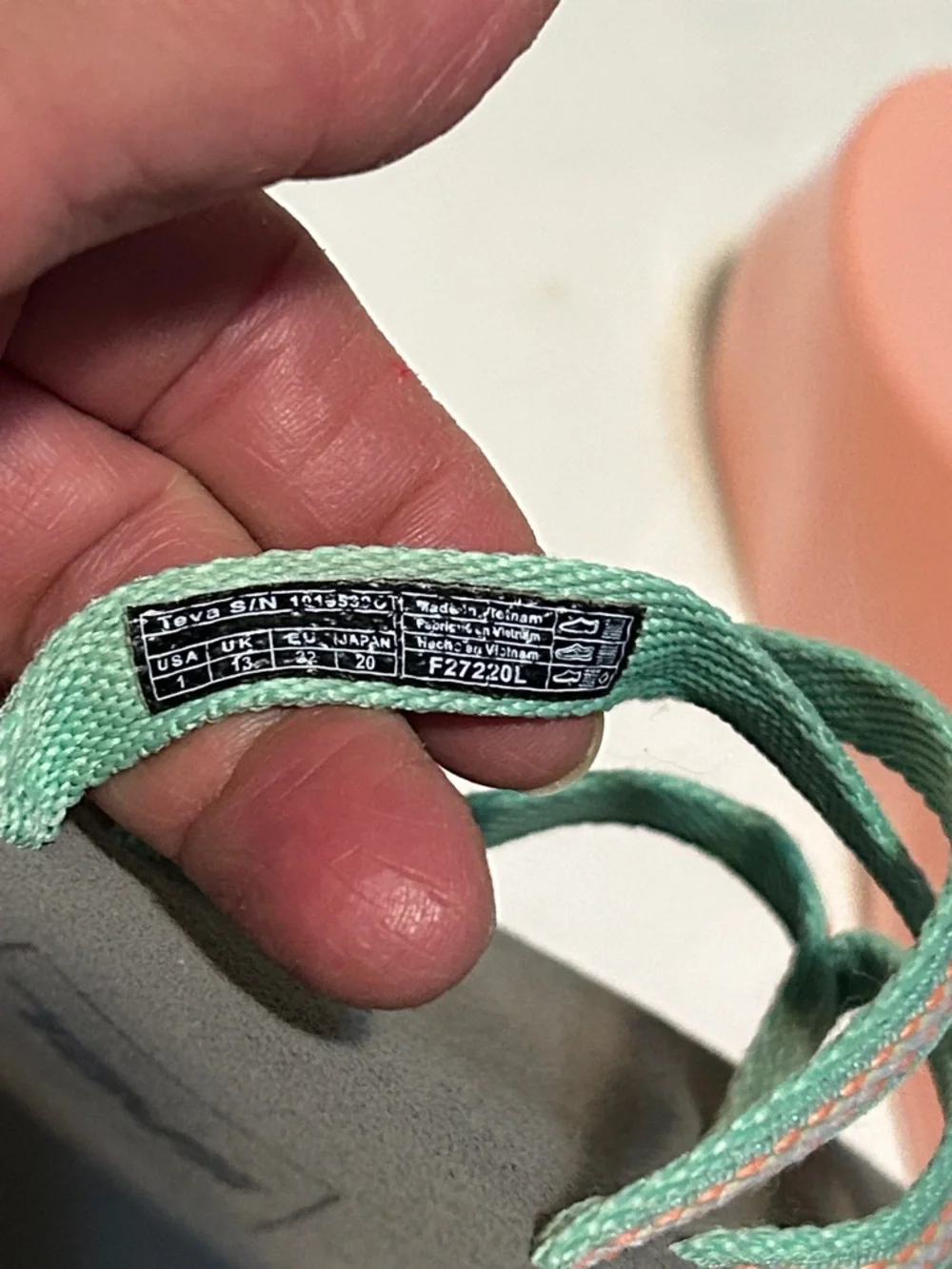 Teva Girls' Mint Green Strappy Sandals with Peach Sole